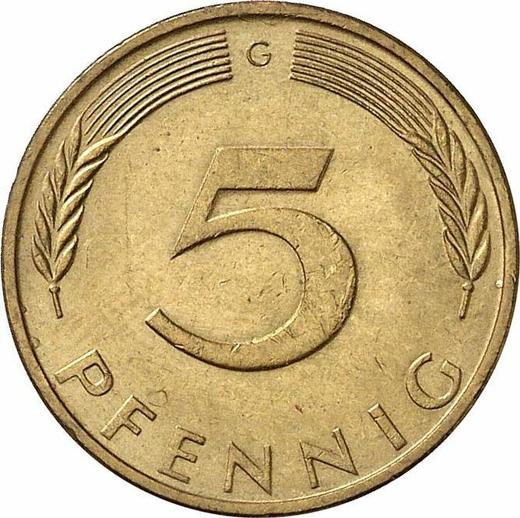 Anverso 5 Pfennige 1971 G - valor de la moneda  - Alemania, RFA