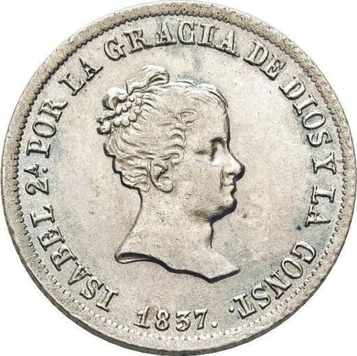 Avers 2 Reales 1837 M CR - Silbermünze Wert - Spanien, Isabella II