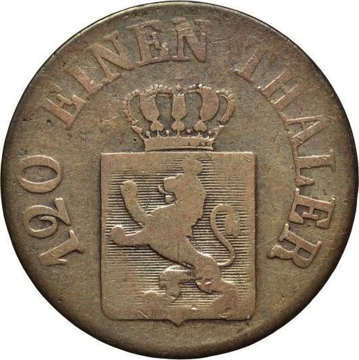 Аверс монеты - 3 геллера 1850 года - цена  монеты - Гессен-Кассель, Фридрих Вильгельм I