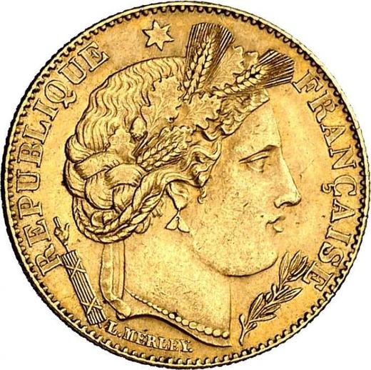 Аверс монеты - 10 франков 1895 года A "Тип 1878-1899" Париж - цена золотой монеты - Франция, Третья республика