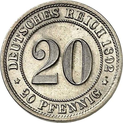 Anverso 20 Pfennige 1892 E "Tipo 1890-1892" - valor de la moneda  - Alemania, Imperio alemán