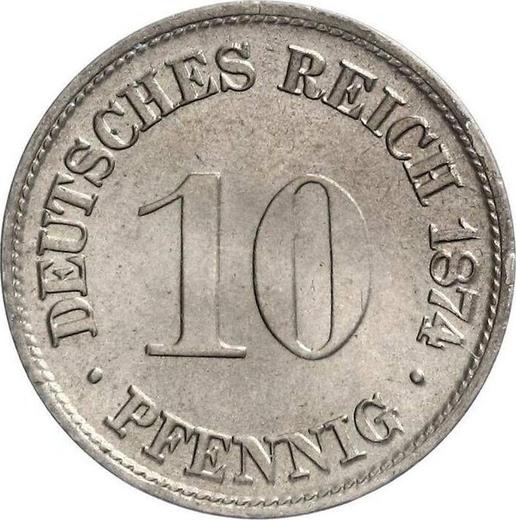 Аверс монеты - 10 пфеннигов 1874 года G "Тип 1873-1889" - цена  монеты - Германия, Германская Империя