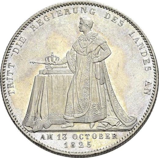 Rewers monety - Talar 1825 "Koronacji Ludwika I" - cena srebrnej monety - Bawaria, Ludwik I