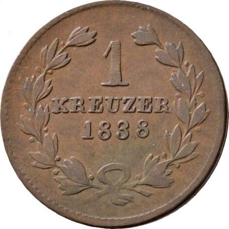 Reverso 1 Kreuzer 1838 - valor de la moneda  - Baden, Leopoldo I