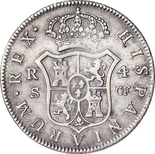 Реверс монеты - 4 реала 1780 года S CF - цена серебряной монеты - Испания, Карл III