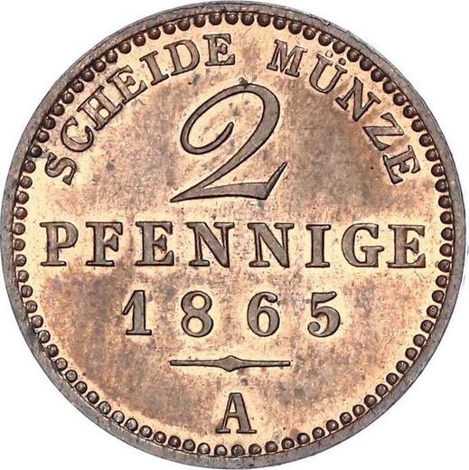 Revers 2 Pfennig 1865 A - Münze Wert - Sachsen-Weimar-Eisenach, Carl Alexander