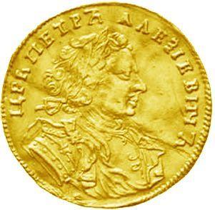 Anverso 1 chervonetz (10 rublos) ҂АΨЗ (1707) IL-L - valor de la moneda de oro - Rusia, Pedro I