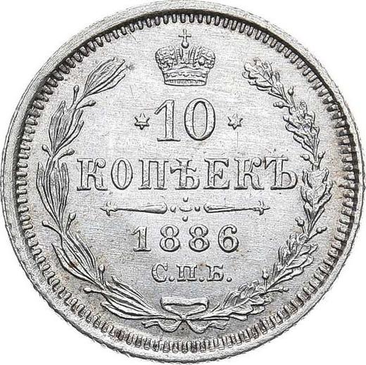 Reverso 10 kopeks 1886 СПБ АГ - valor de la moneda de plata - Rusia, Alejandro III