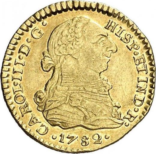 Аверс монеты - 1 эскудо 1782 года P SF - цена золотой монеты - Колумбия, Карл III