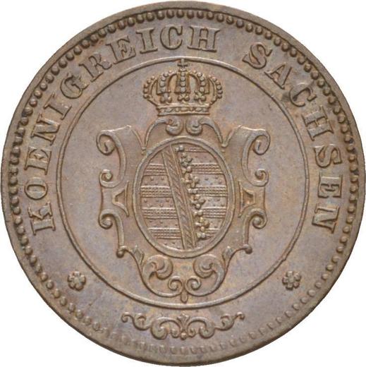 Аверс монеты - 1 пфенниг 1865 года B - цена  монеты - Саксония-Альбертина, Иоганн