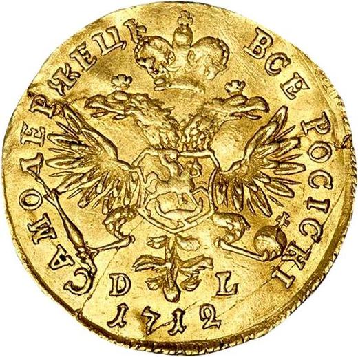 Reverso 1 chervonetz (10 rublos) 1712 D-L Sin hebilla en la capa Cabeza divide la inscripción - valor de la moneda de oro - Rusia, Pedro I