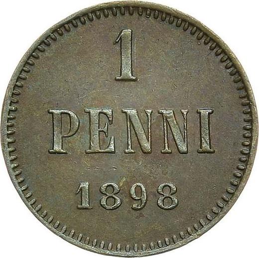 Реверс монеты - 1 пенни 1898 года - цена  монеты - Финляндия, Великое княжество