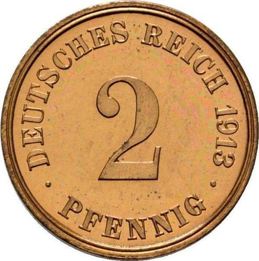 Аверс монеты - 2 пфеннига 1913 года J "Тип 1904-1916" - цена  монеты - Германия, Германская Империя