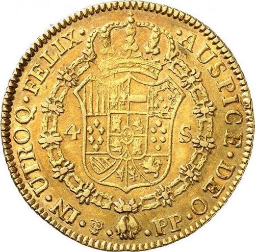 Rewers monety - 4 escudo 1801 PTS PP - cena złotej monety - Boliwia, Karol IV