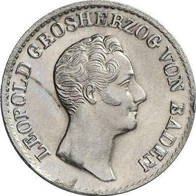 Obverse 6 Kreuzer 1835 D - Silver Coin Value - Baden, Leopold