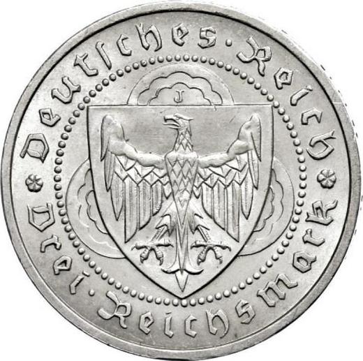 Аверс монеты - 3 рейхсмарки 1930 года J "Фогельвейде" - цена серебряной монеты - Германия, Bеймарская республика