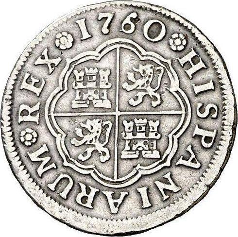 Reverso 1 real 1760 S JV - valor de la moneda de plata - España, Carlos III