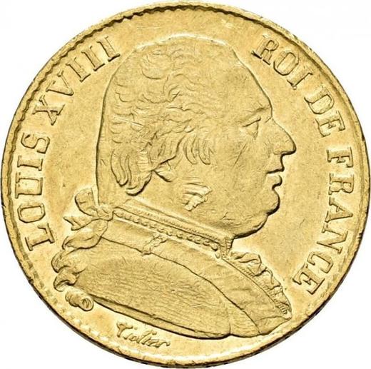 Anverso 20 francos 1815 Q "Tipo 1814-1815" Perpignan - valor de la moneda de oro - Francia, Luis XVII