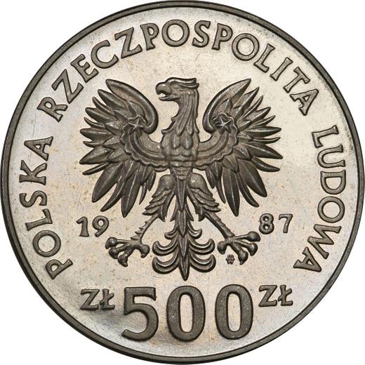 Аверс монеты - Пробные 500 злотых 1987 года MW "Казимир III Великий" Никель - цена  монеты - Польша, Народная Республика
