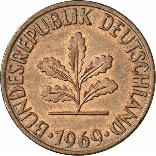 Реверс монеты - 2 пфеннига 1969 года F "Тип 1967-2001" - цена  монеты - Германия, ФРГ
