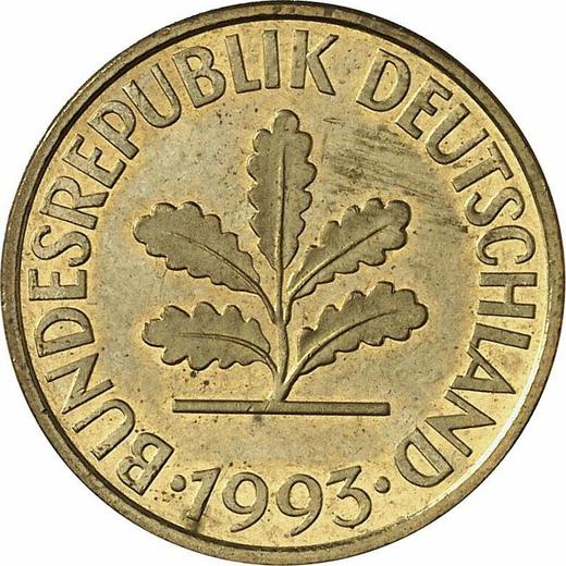 Реверс монеты - 10 пфеннигов 1993 года J - цена  монеты - Германия, ФРГ