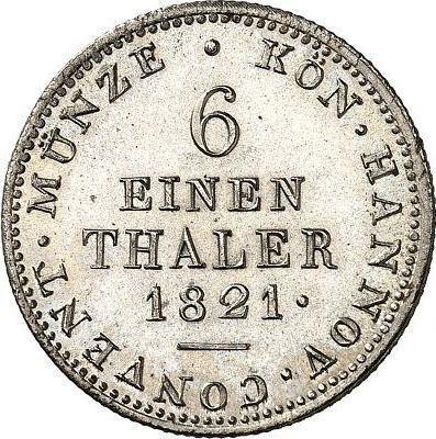 Reverso 1/6 tálero 1821 B - valor de la moneda de plata - Hannover, Jorge IV