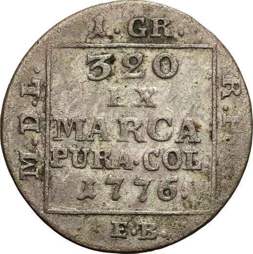 Reverso Grosz de plata (1 grosz) (Srebrnik) 1776 EB - valor de la moneda de plata - Polonia, Estanislao II Poniatowski