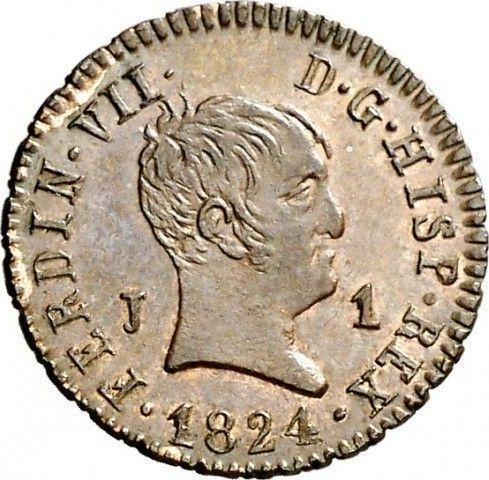 Аверс монеты - 1 мараведи 1824 года J - цена  монеты - Испания, Фердинанд VII