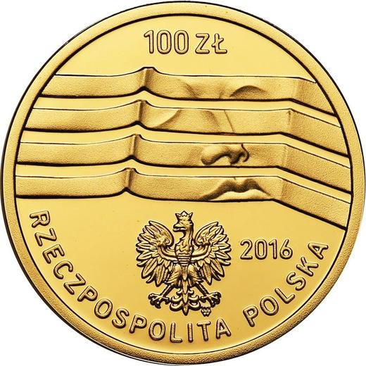 Anverso 100 eslotis 2016 MW "Wroclaw - Capital Europea de la Cultura" - valor de la moneda de oro - Polonia, República moderna