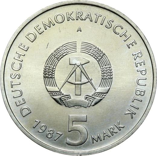 Реверс монеты - 5 марок 1987 года A "Александрплац" - цена  монеты - Германия, ГДР