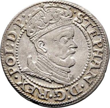 Аверс монеты - 1 грош 1578 года "Гданьск" - цена серебряной монеты - Польша, Стефан Баторий