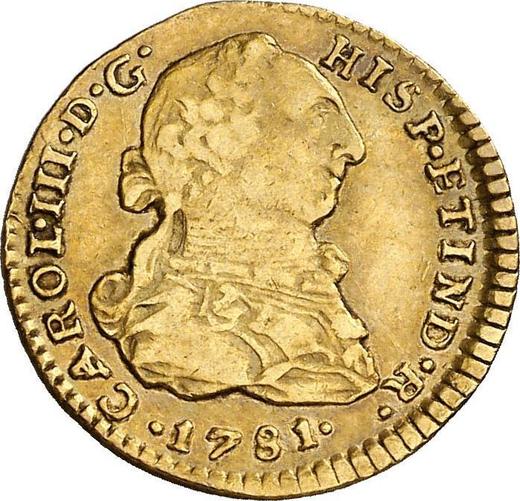 Awers monety - 1 escudo 1781 MI - cena złotej monety - Peru, Karol III