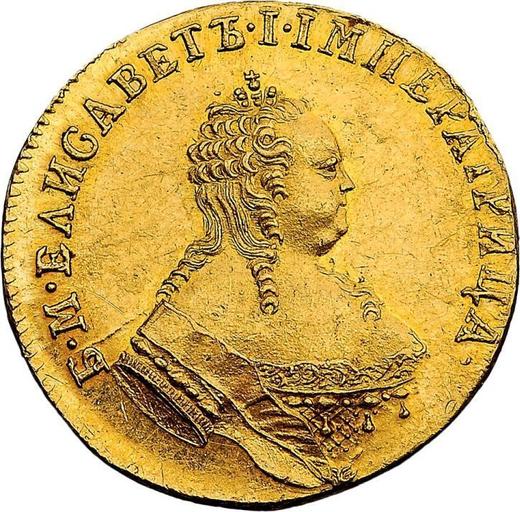 Anverso 1 chervonetz (10 rublos) 1749 "Andrés el Apóstol en el reverso" Reacuñación - valor de la moneda de oro - Rusia, Isabel I