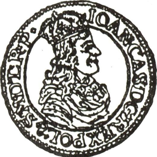 Аверс монеты - Орт (18 грошей) 1668 года HS "Торунь" - цена серебряной монеты - Польша, Ян II Казимир