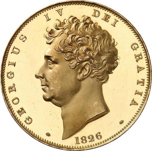 Awers monety - 5 funtow 1826 - cena złotej monety - Wielka Brytania, Jerzy IV