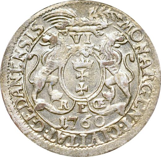 Реверс монеты - Шестак (6 грошей) 1760 года REOE "Гданьский" - цена серебряной монеты - Польша, Август III