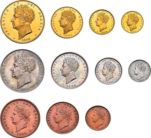 Аверс монеты - Набор монет 1826 года - цена  монеты - Великобритания, Георг IV