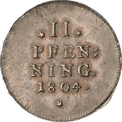 Реверс монеты - 2 пфеннига 1804 года - цена  монеты - Бавария, Максимилиан I