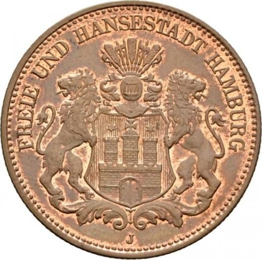 Obverse 2 Mark 1876 J "Hamburg" Copper Pattern -  Coin Value - Germany, German Empire