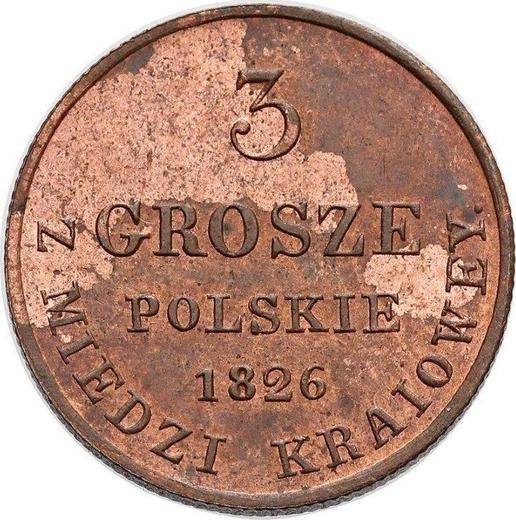 Reverso 3 groszy 1826 IB "Z MIEDZI KRAIOWEY" Reacuñación - valor de la moneda  - Polonia, Zarato de Polonia