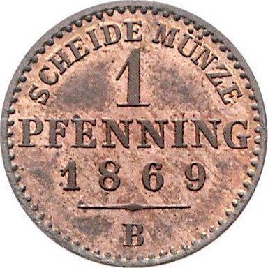 Реверс монеты - 1 пфенниг 1869 года B - цена  монеты - Пруссия, Вильгельм I
