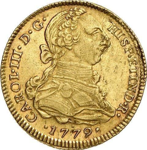 Anverso 4 escudos 1779 MI - valor de la moneda de oro - Perú, Carlos III