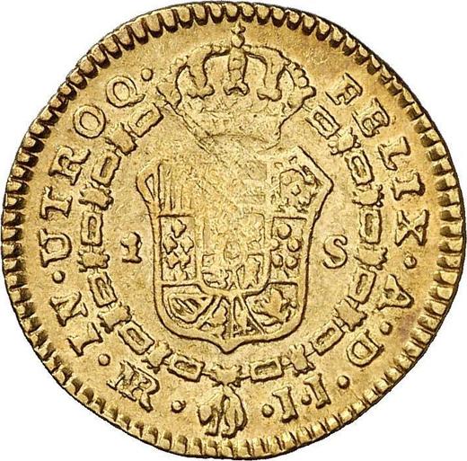 Реверс монеты - 1 эскудо 1790 года NR JJ - цена золотой монеты - Колумбия, Карл IV