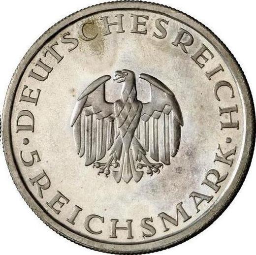 Anverso 5 Reichsmarks 1929 E "Lessing" - valor de la moneda de plata - Alemania, República de Weimar