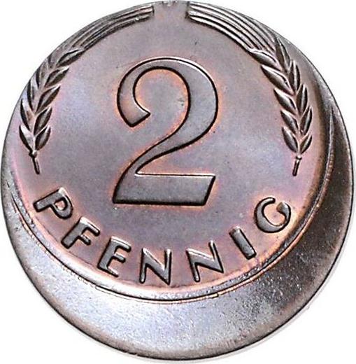 Аверс монеты - 2 пфеннига 1950-1969 года Смещение штемпеля - цена  монеты - Германия, ФРГ