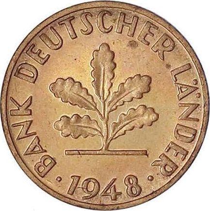 Реверс монеты - 1 пфенниг 1948 года F "Bank deutscher Länder" - цена  монеты - Германия, ФРГ