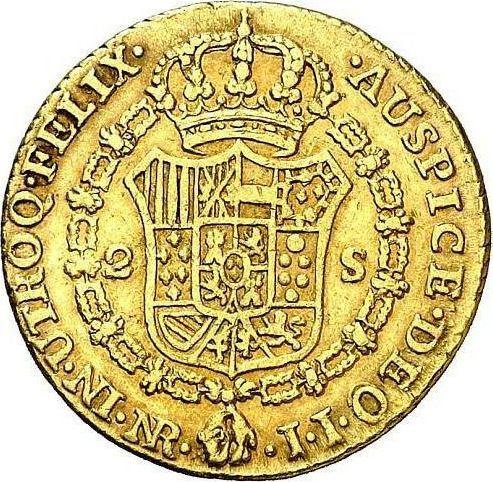 Реверс монеты - 2 эскудо 1802 года NR JJ - цена золотой монеты - Колумбия, Карл IV