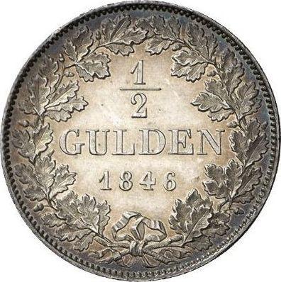 Rewers monety - 1/2 guldena 1846 - cena srebrnej monety - Bawaria, Ludwik I