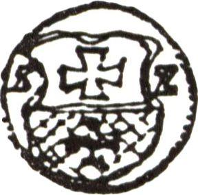 Реверс монеты - Денарий 1552 года "Эльблонг" - цена серебряной монеты - Польша, Сигизмунд II Август