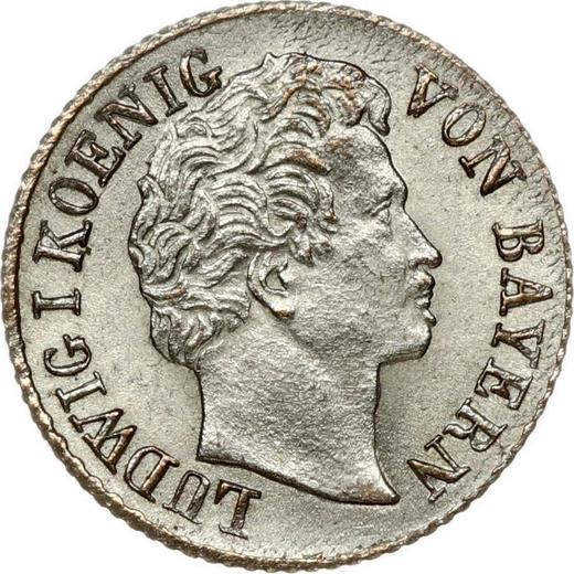 Awers monety - 1 krajcar 1835 - cena srebrnej monety - Bawaria, Ludwik I